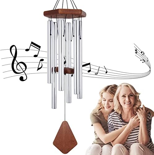 Memorial Wind Chimes for Outside 30 inch Silver Sympathy Gift Decor Chime by Astarin