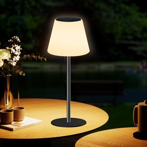 Solar Table Lamp Rechargeable Outdoor Solar Lamps with Light Sensor,Battery Operated Outdoor Lamps for Patio Waterproof,Dimmable Warm White and RGB LED Patio Lamp for Outside Terrace. by Dansny