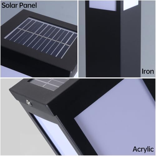 Solar Landscape Path Light Iron Housing Pathway Light 3W Luxury LED Bollard Lighting Fixture IP65 Waterproof Garden Floor Lamp Outdoor Walkway Lights for Lawn Courtyard Driveway Decoration - Image 4