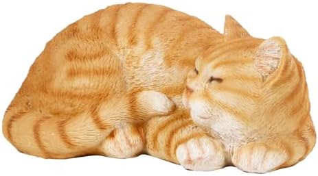 Elenon Cat Garden Statue Decorative for Yard, Orange Tabby Sleeping Cat Figurines Home Lawn Decor, Patio Kitten Tuxedo Statues Pets Memorial Ornament for Cat Lovers - Image 2