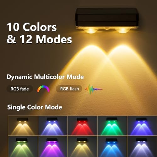 VOLISUN Solar Fence Lights Outdoor 16 Pack, 50Lumen RGB Color Changing - Image 3