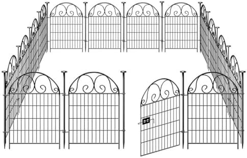 Getlay Tall Garden Animal Barrier Fence With Gate,40 in(H)×27 in(L) 12 Panels Dog Digging Fence Barrier, Black Metal Temporary Fences, Reusable Defense Fencing For Outdoor Yard. Total 26.2 Ft│Patented - Image 2