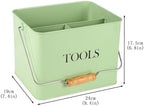 Garden Tool Organizer, Metal Tool Caddy with 3 Compartments, Portable Garden Tool Basket with Handle, Gardening Tool Kit Holder Empty, Garden Tool Storage for Indoor and Outdoor Use - Green - Image 7