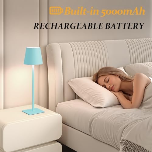 CHLORANTHUS 2 Pack Cordless Table Lamps, 3 Colors Stepless Dimming, 5000mAh Rechargeable Battery LED Desk Lamp for Bedroom/Couple Dinner/Desk/Cafe/Dining Room/Terrace - Image 5