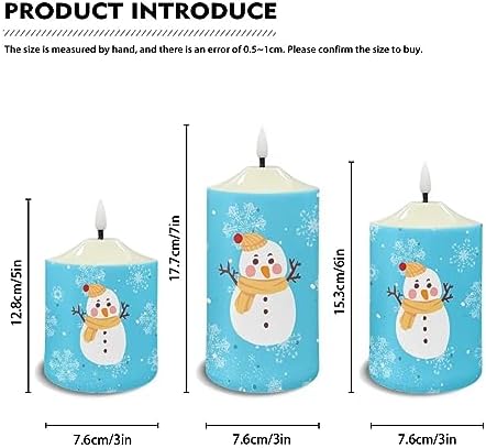 Cozeyat Flickering Flameless Candles with Remote, Long Lasting LED Tea Lights with Timer, Cute Winter Snowman Design Ivory Pillar Battery Operated Candles for Christmas Decoration - Image 6