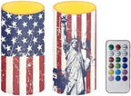 American Flag Lady Liberty Battery Operated Candles with Timers Flameless Candles with Remote LED Lights for 4th of July Independence Day Patriotic Decoration Set of 2 by Merkmak