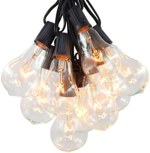 Vintage Edison Outdoor String Lights (PS50 Clear - Black Wire, 100 ft) by HometownEvolutionInc