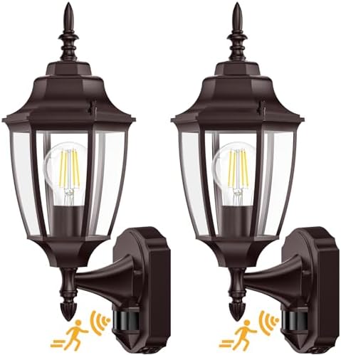 Lamomo Motion Sensor Outdoor Wall Lights Fixture, 2-Pack Porch Lamp, Bronze by Lamomo