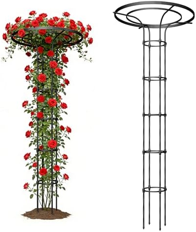 Umbrella Garden Trellis for Climbing Plants Outdoor, 82.7" Mushroom Top Trellis Stackable, Tall PE-coated Metal Obelisk Trellises for Potted Plants, Topiary Tower Vine Support for Rose, Bean, Clematis by TWIRA