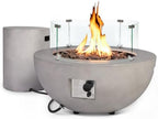 31.5inch Round Propane Fire Pit Table with Tank Cover Wind Guard by ReeQuo-BEAUTYYOURHOMEBEAUTYYOURLIFE
