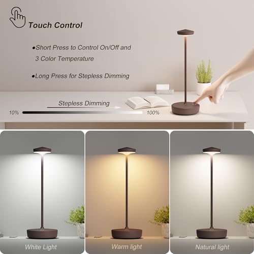 TBBGA Cordless Table Lamp Rechargeable 2 Pack, 5000mAh Battery Table Light - Image 2