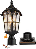 Hardwired 120V Dusk to Dawn Outdoor Post Light Black Roman, Waterproof Aluminum Pole Light Fixture with Pier Mount Base, Exterior Lamp Post Lantern Head with Clear Glass for Garden Yard Patio Pathway by PARTPHONER