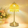 Cordless Table Lamp, Rechargeable Honey Gold Glass Lotus Flower Lamp by Unknown
