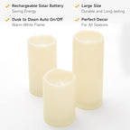Large Waterproof Outdoor Solar Flameless Candles, 6" 8" 10" x 4" - 3 Pack - Image 4