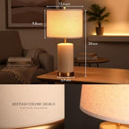 O’Bright Dune - Battery Powered Table Lamp, Rechargeable Cordless Ceramic Lamp, Full-Size 24 Inch Height, 4-Level Dimming, Smart Safety Protection, Type-C Fast Charging, LED Bulb Included, Cream White - Image 5
