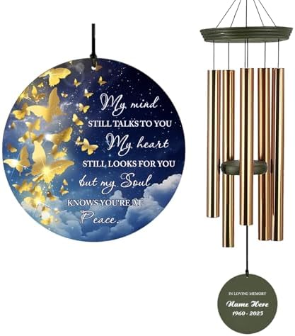 Personalized Wind Chimes Memorial Butterfly Mourn Theme Decor by ExtrabilyOfficial