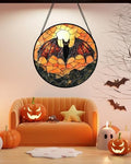 Stained Glass Window Hanging Halloween Bat Suncatcher Gift for Women 15" by amderven