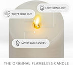 Luminara Realistic Flameless LED Candle White Set of 3, Battery Operated with Remote Control, Moving Flame Pillar Timer Funtion Melted Top Safe - Image 4