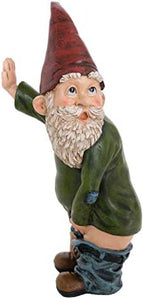 Gnome Statue - 10.3" Tall Polyresin - Willy The Peeing Garden Gnome for Lawn Ornaments, Indoor or Outdoor Decorations - Red and Green Funny Gnomes by BellaHausDesign