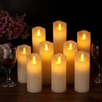 antizer Flameless Candles Set of 9 Ivory Dripless Real Wax Pillars Include Realistic Dancing LED Flames and 10-Key Remote Control with 24-Hour Timer Function 400+ Hours By 2 AA Batteries - Image 3