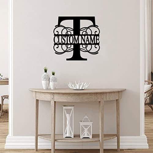 Metal Sign T Custom Name Initial Letter Monogram Retro with Holes Iron Metal Wall Decor Artwork Sign Decorative Metal Letter Word Sign for Living Room Entryway Decor Home Gift 24 Inch - Image 4