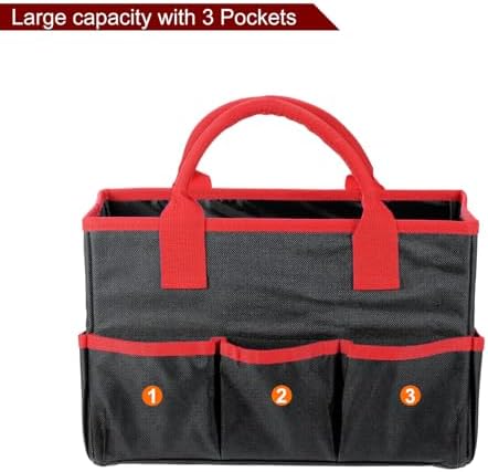 HARFINGTON Garden Tool Bag 12.99" x 5.91" x 8.66" Large Oxford Tote Bag with Pockets Gardening Plant Tool Organizer Storage Carrier Store for Outdoor Women Men, Black - Image 3