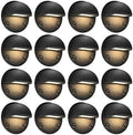 GKOLED 16-Pack Low Voltage LED Deck Light Fixture, Mini Size Eyelid Step Lights with 0.8W 3000K Integrated LED Chips, IP65+ Waterproof for Outdoor, Die-cast Aluminum with Powder Coated Finish by GKOLED