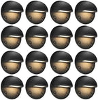 GKOLED 16-Pack Low Voltage LED Deck Light Fixture, Mini Size Eyelid Step Lights with 0.8W 3000K Integrated LED Chips, IP65+ Waterproof for Outdoor, Die-cast Aluminum with Powder Coated Finish by GKOLED