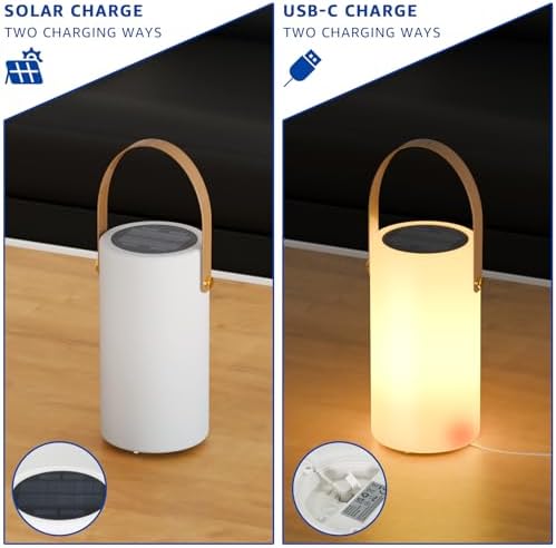 uuffoo Solar Table Lamp Outdoor Lantern 2 in 1 Rechargeable Waterproof - Image 2