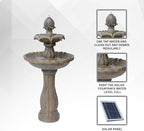 XBrand 44" H Solar Water Fountain, Two-Tier Outdoor Garden Fountain with Bird Bath, Fiberglass Resin Design, & Auto Shut-Off Pump for Patio Yard Decor - Image 3