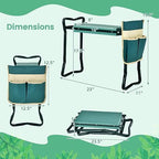 HAPPYGRILL Garden Kneeler Bench with Tools Pouch, Folding Garden Seat Stool Kneeling Pad Cushion for Patio Garden Yard - Image 3
