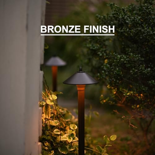 GOODSMANN Landscape Lighting Outdoor Low Voltage Landscape Lighting Kits 8PK Pathway Lights Wired 10W 25 Lumen 2700K Warm White Metal 12V Bronze Electric Sidewalk Walkway Lights with Cable Connectors - Image 6