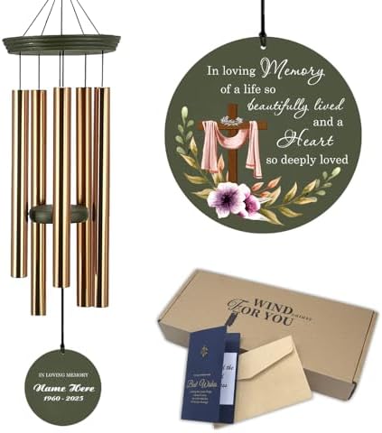 Personalized Sympathy Wind Chimes, Cross Wind Chime by ExtrabilyOfficial