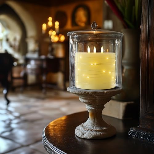 Amagic 3 Wick Extra Large Flameless Candles with Timer Remote, String Light - Image 3