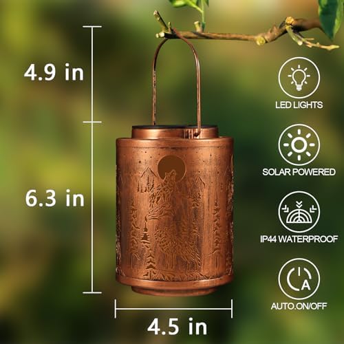 Wolf Solar Lanterns Hanging Waterproof Garden Decor Gifts for Women - Image 3