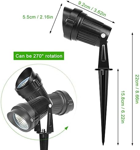LightingWill 5W LED Landscape Lights, Warm White 3000K-3500K, Waterproof DC 12V COB LED Outdoor Wall Spotlight Low Voltage Garden Tree Spot Lighting for,Yard,Pathways,Fence (4 Pack) - Image 2
