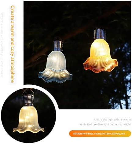 Solar Outdoor String Lights, Waterproof Hanging Flower Led Lanterns, Auto On/Off Dusk to Dawn Solar Powered Ambient Lighting for Patio, Garden, Backyard, Fence, Balcony (Orange,Cool white2PCS) - Image 4