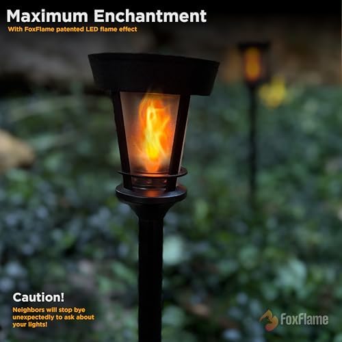 FoxFlame Classic Solar Pathway Lights Outdoor Waterproof, Patented Effect - Image 2