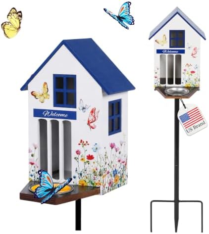 Butterfly House and Feeder for Outside with Metal Stake by Unknown