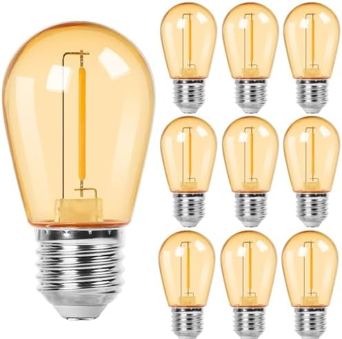 Brown 220v,E27,12V Low Voltage S14 LED Replacement Edison Bulb 1W Plastic E26/E27 Outdoor Shatterproof Solar String Light Bulbs for RV Camper Marine by Unknown