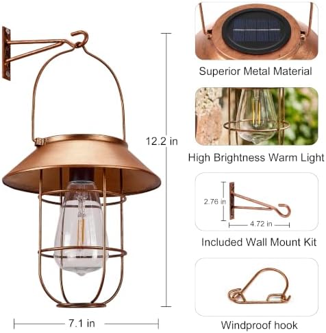 Solar Lanterns Outdoor Waterproof 2PACK Hanging Decorative Light - Image 3