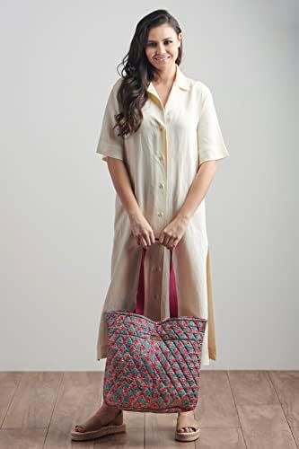 Maison d' Hermine Shopping Bags Cotton Quilted Tote Bag with Zipper Pockets - Image 3