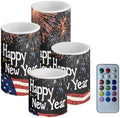 GLENLCWE USA Flag Happy New Year Flameless Led Candles Bulk with Timer Remote Blue Pillar Candles Battery Operated Flickering Light for Gift Party Sweet Home Decor by GLENLCWE