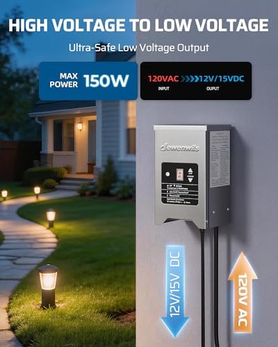 DEWENWILS 150W Low Voltage Landscape Transformer with Photocell Sensor, 120V AC to 12V/15V AC, Low Voltage Transformer for LED Landscape Lights, Spotlight, Weatherproof Stainless Steel, ETL Listed - Image 2