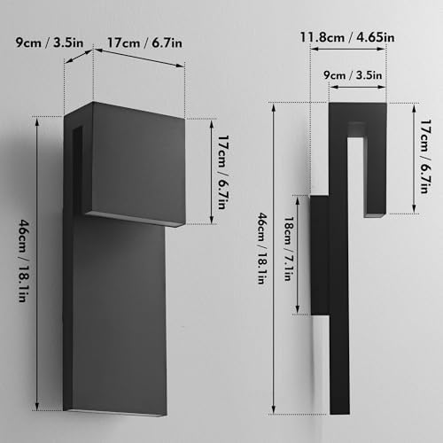 Modern Large Outdoor Wall Lights Integrated LED Outdoor Wall Sconces Lighting, Contemporary Exterior Lighting Fixtures Outside Wall Mount Lights for House Porch Front Door Garage, Matte Black 2 Pack - Image 3