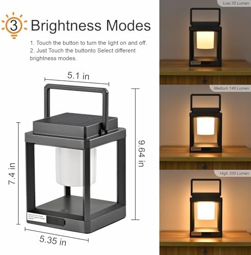 Solar Outdoor Table Lamp: Outdoor Lanterns for Patio Waterproof,Portable Rechargeable Solar Lamp - Image 2