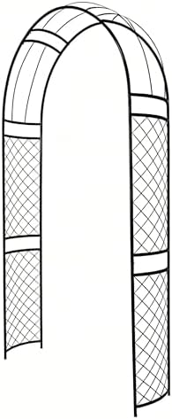 SCENDOR Metal Garden Arch with Lattice Side Panels 88.6" H x 50.8" W– Heavy-Duty Arbor for Climbing Roses, Vines, and Outdoor Patio, Lawn, Backyard, Wedding Decor (Black) by Unknown