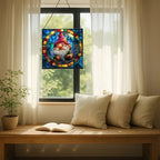 Stained-Glass Window Gnome Stained Glass Suncatcher – Square Hanging Window Panel for Home or Greenhouse – Whimsical Glass Art Gift for Garden Lovers, Christmas, Halloween, Father Days Sy50Zg - Image 7