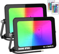 2-Pack 100W RGB LED Flood Light, Remote Outdoor Color Changing Light by YOJZMA