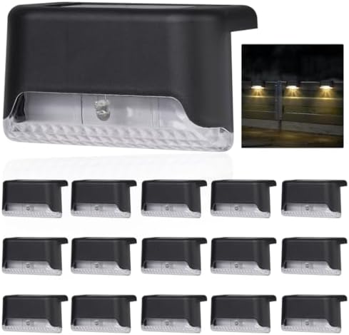 16 Pcs Solar Deck Lights, Solar Powered LED Step Lights for Outdoor Pathways, Fence Lighting for Yards, Patio, Stairs, Steps and Fences, Waterproof Solar Lamps by Unknown